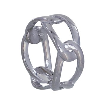 Bague Argent 925 Rhodié Maillons Ovales Entrelacés