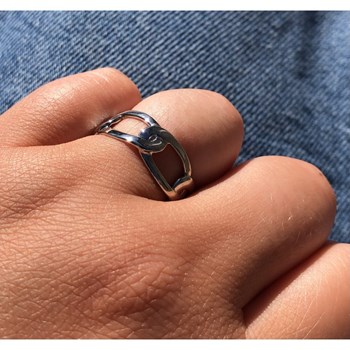 Bague Argent 925 Rhodié Maillons Ovales Entrelacés