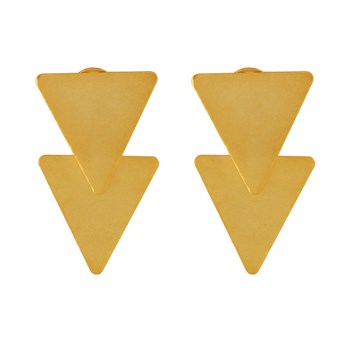 Boucles d'Oreilles Clip Laiton Doré Deux Triangles