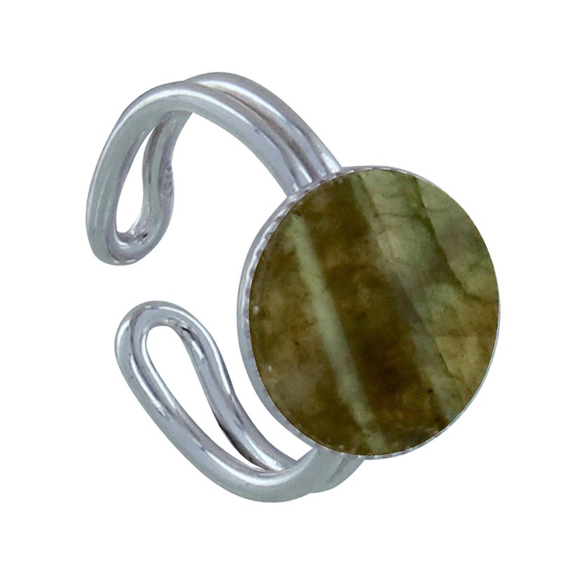 Bague Argent Rond Dentelé de Labradorite