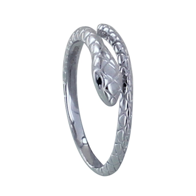 Bague Argent 925 Serpent Fin Strass Noir