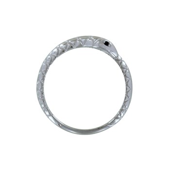 Bague Argent 925 Serpent Fin Strass Noir