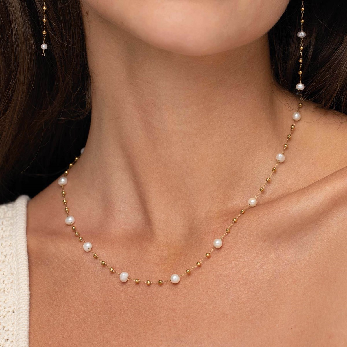 Collier Rosaire perles nacre naturelle - vue 3