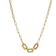 Collier Maillons multicolores acier doré or