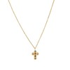 Collier Croix zircons multicolores acier doré or - vue V1