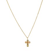 Collier Croix zircons multicolores acier doré or