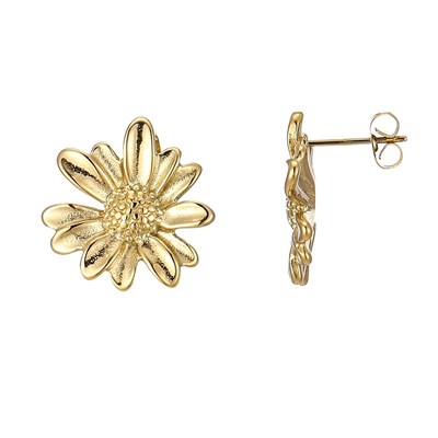 Boucles D'oreilles Fleurs Marguerite Avec Email Blanc Et Jaune En Argent - Joze Paris - JOZE PARIS