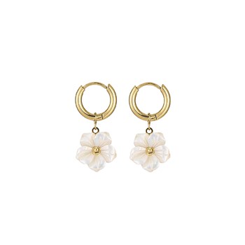 Gold-plated steel mother-of-pearl flower earrings
