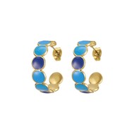 Boucles Baia bleues acier doré or