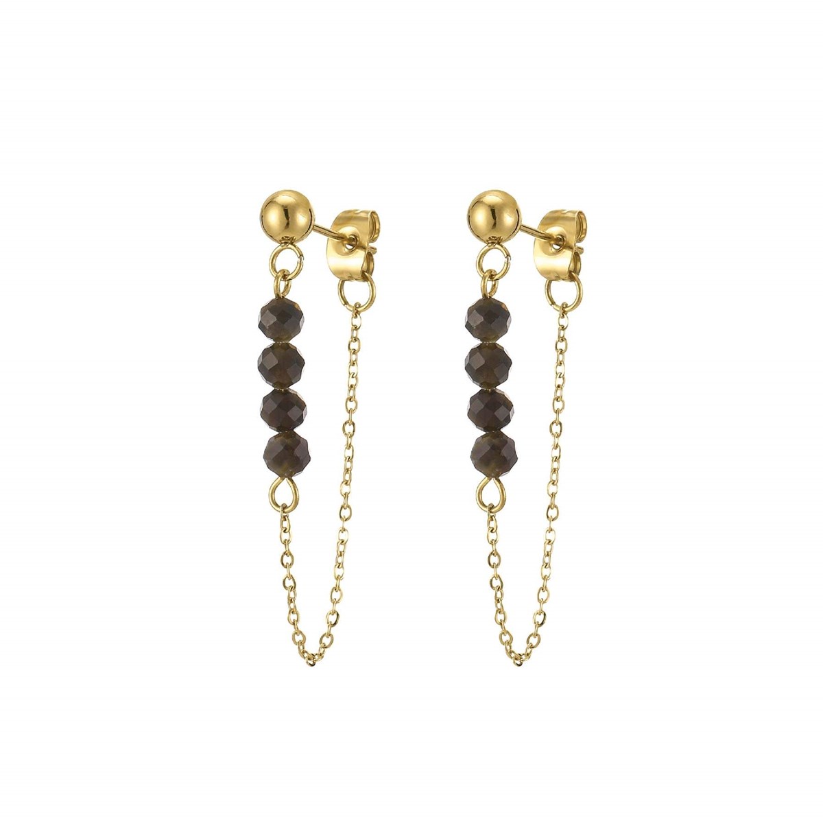 Boucles Isa Pierres Obsidienne