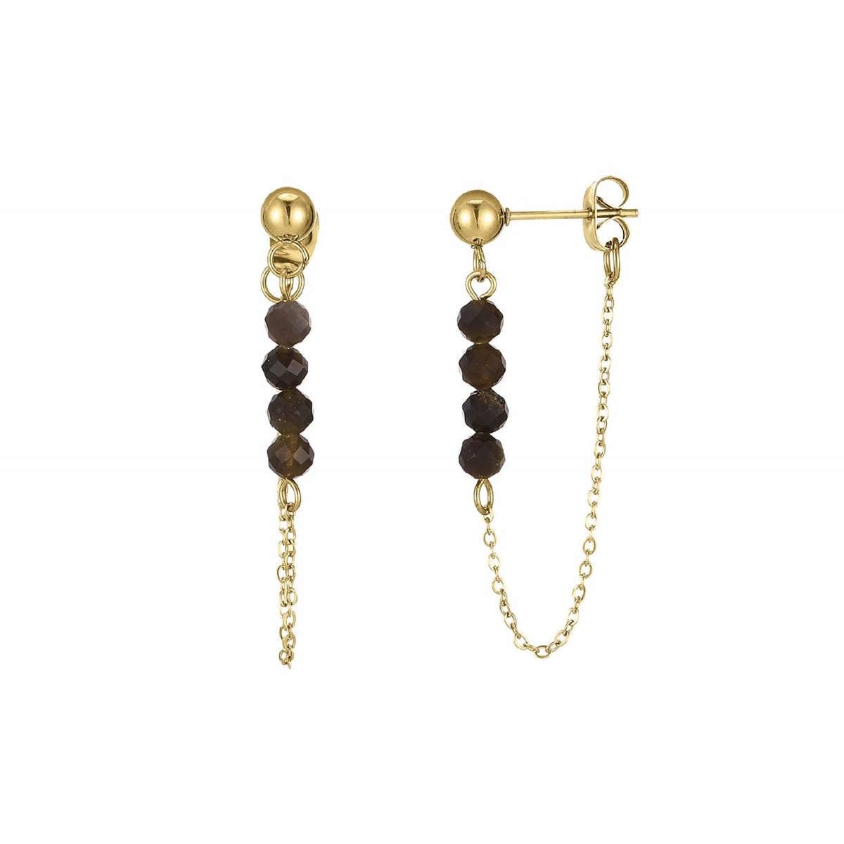 Boucles Isa Pierres Obsidienne - vue 2