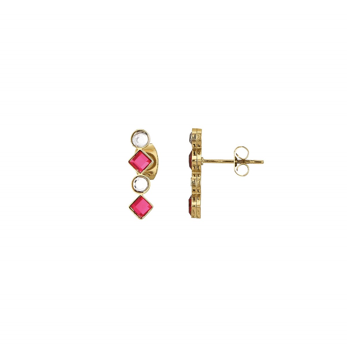 Boucles Eclat fuchsia acier doré or