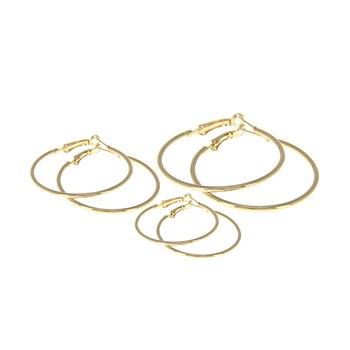 3 paires de Créoles acier dorées or