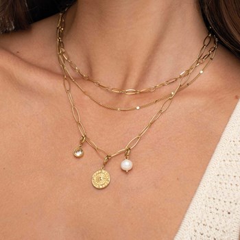 Charm Perle acier doré or