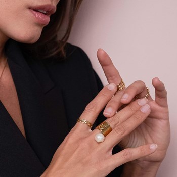 Charm Perle acier doré or