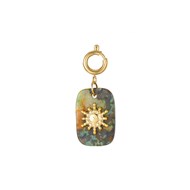 Charm pierre Pin Africain acier doré or