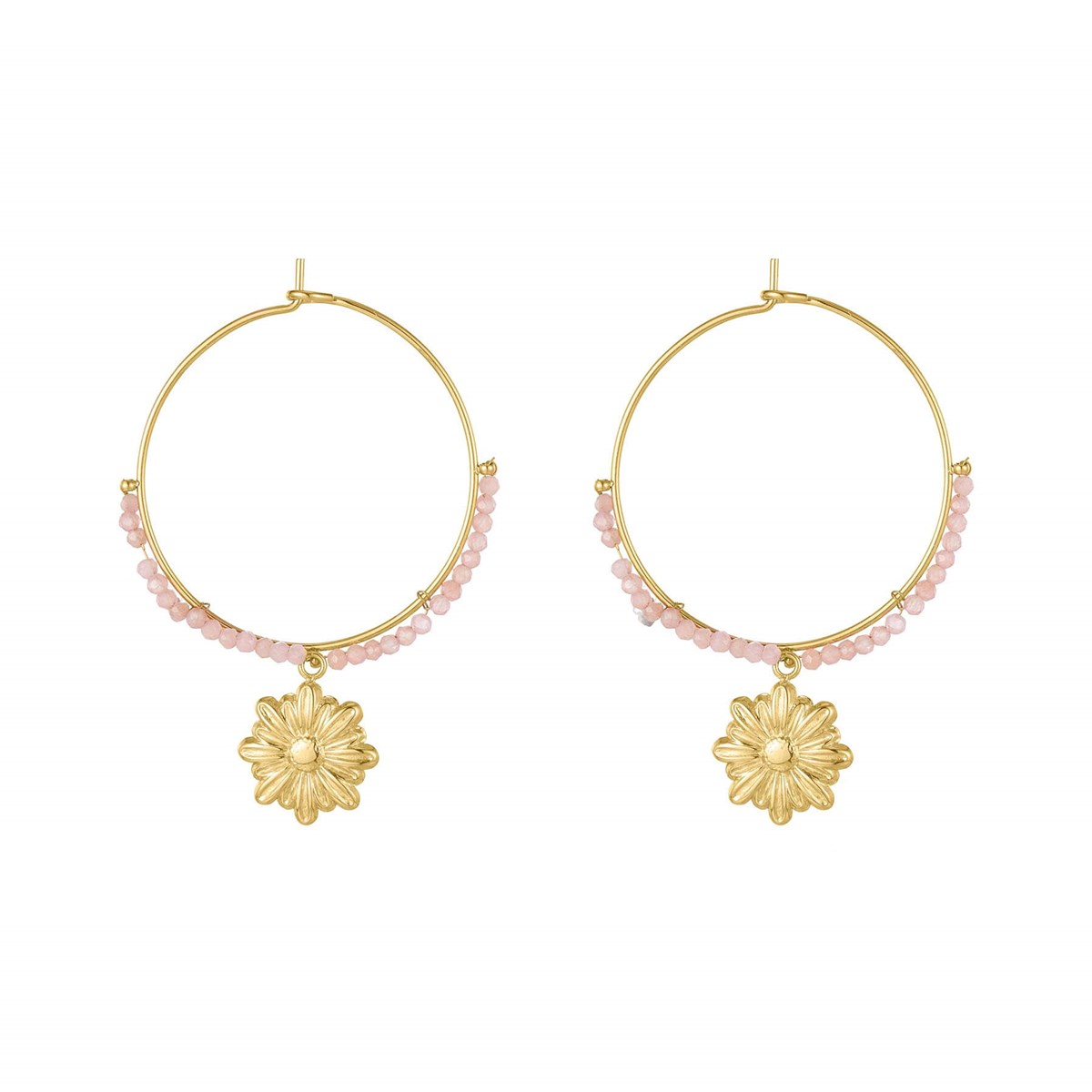 Boucles Flower acier doré or