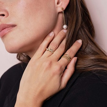 Boucles Perles Nacre acier doré or