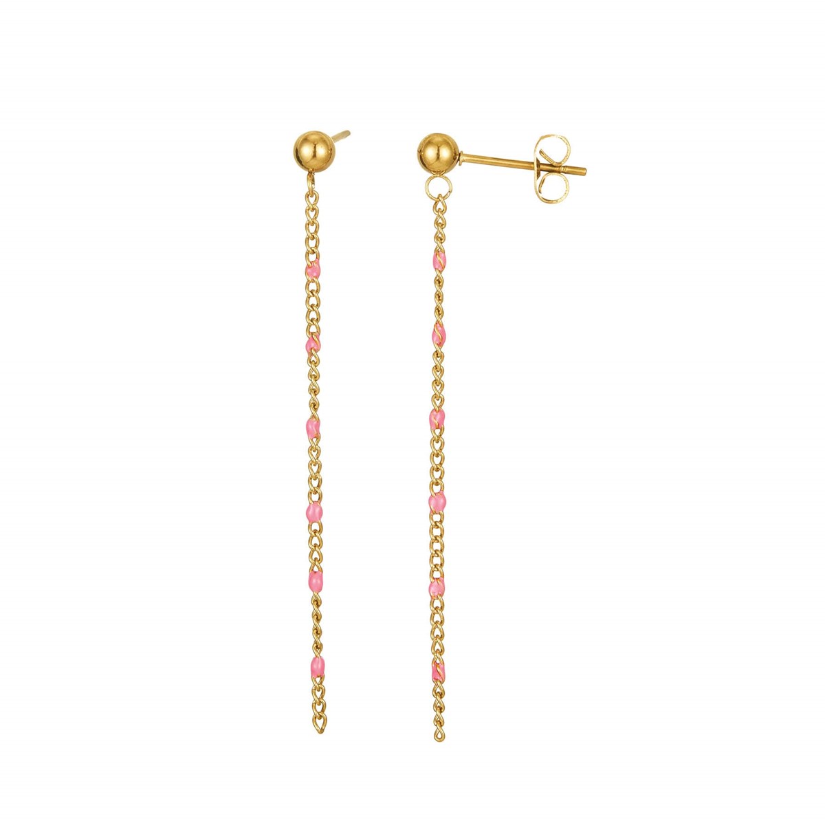 Boucles chaines perles roses