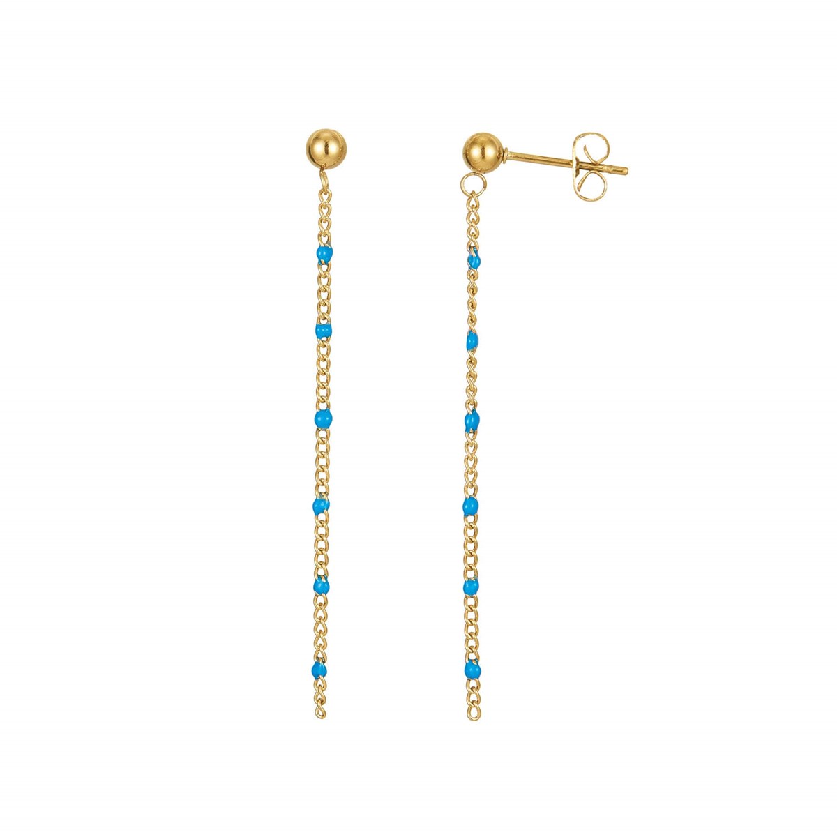 Boucles chaines perles bleues - vue 2