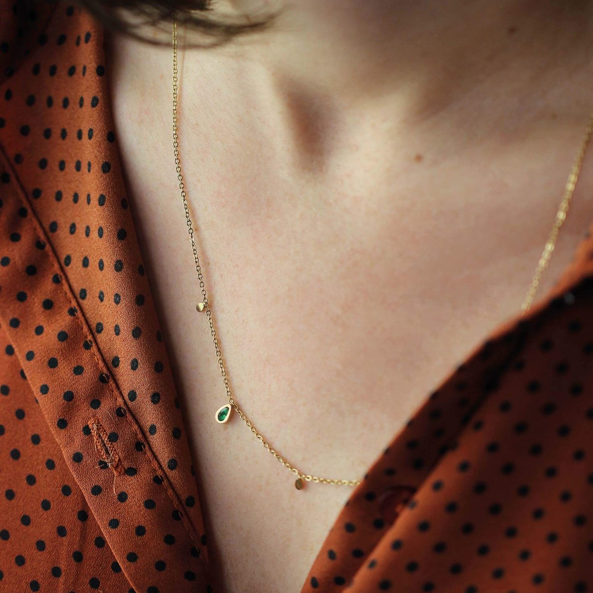 Collier Eline zircons vert - vue 2