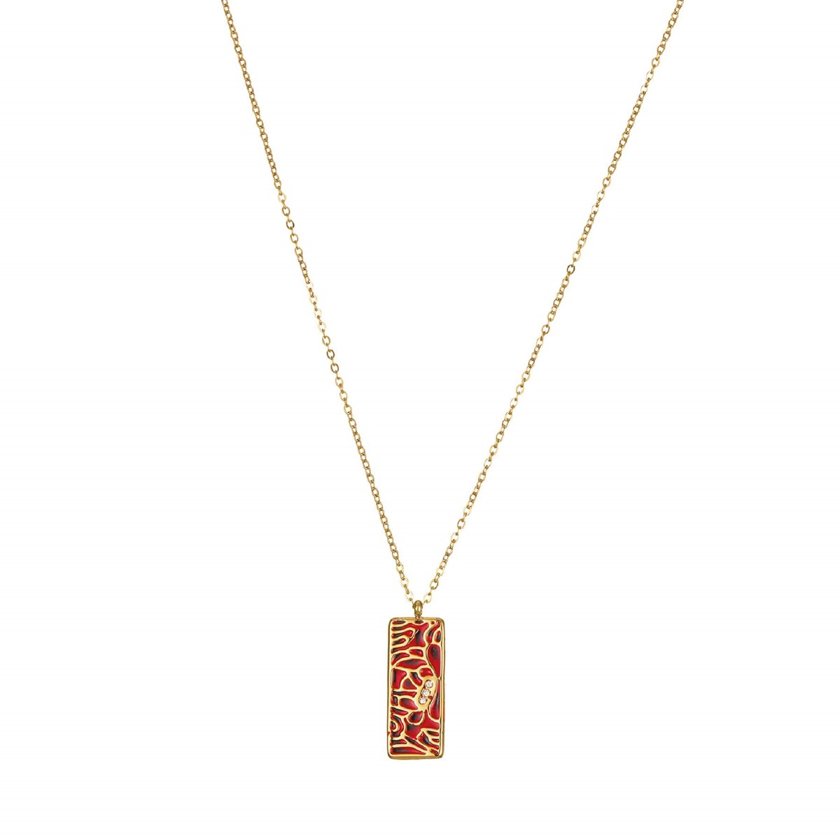 Collier Artiste rouge acier doré or