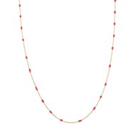 Collier Rosaire rouge acier doré or