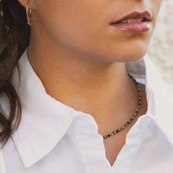 Karia ketting, armband en oorbellen in Agaat Mousse stenen
