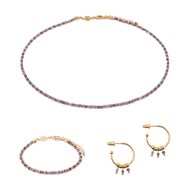Collier, bracelet et boucles d'oreilles Karia en pierres Améthyste