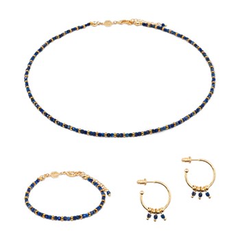 Collier, bracelet et boucles d'oreilles Karia en pierres Lapis-lazuli