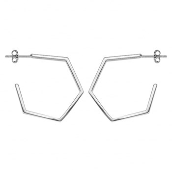 Boucles d'oreilles Créoles femme Forme hexagonal Argent - Grand modele