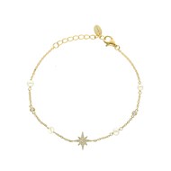 Bracelet Argent Doré étoile Et Perles Naturelles Blanches