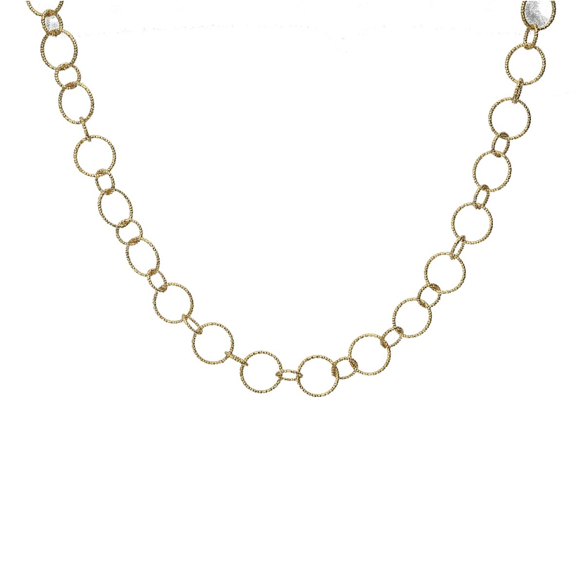 Collier En Argent Doré Multi Cercles Diamantés