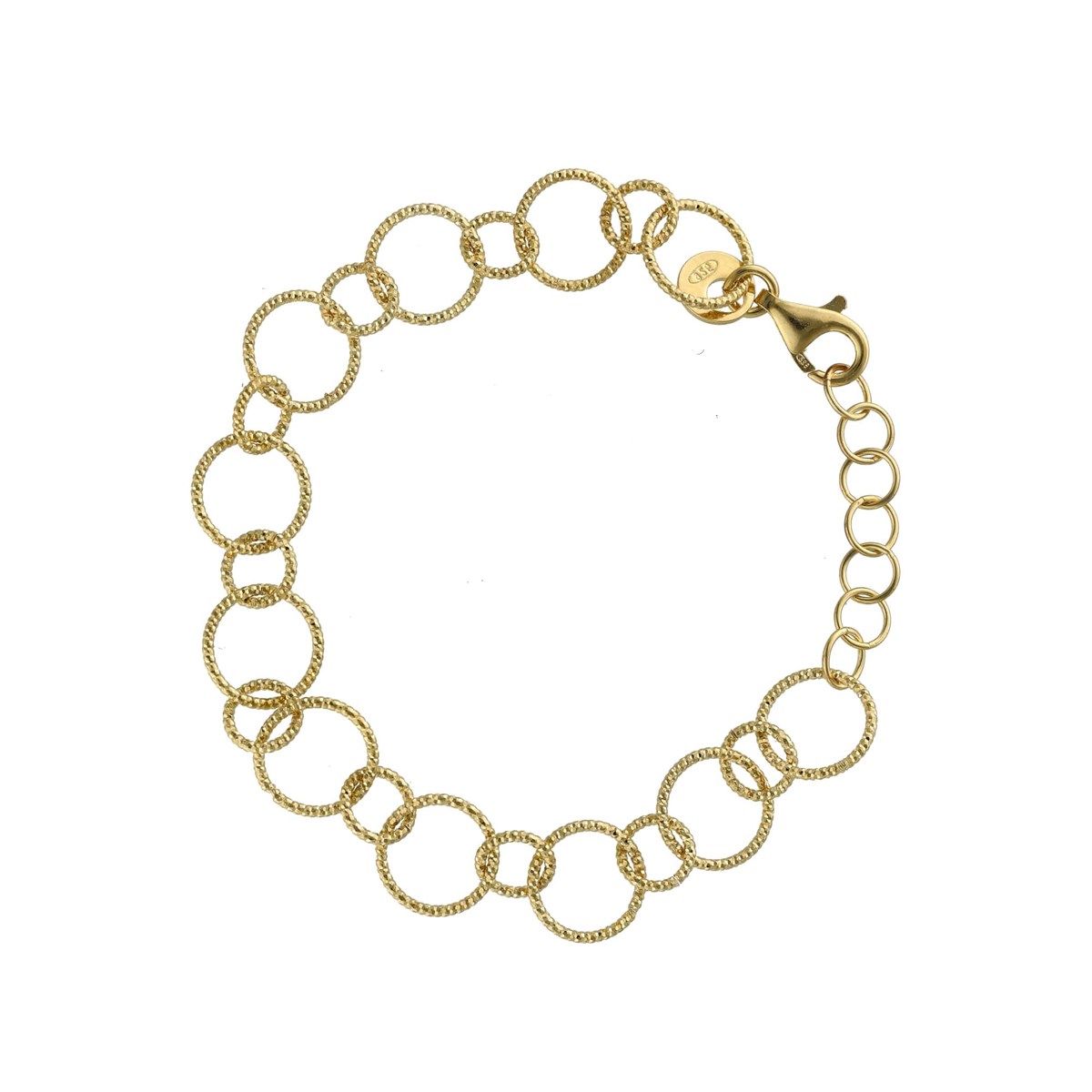 Bracelet Argent Doré Cercles Diamantés