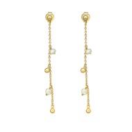 Boucles D Oreilles Argent Dorée Perles Naturelles Blanches Et Dorées