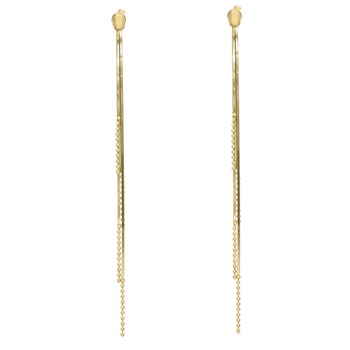 Goud Zilver Oorbellen Serpentijn Mesh Gouden Kralen