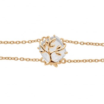 Bracelet femme arbre de vie et oxyde blanc - Plaqué or