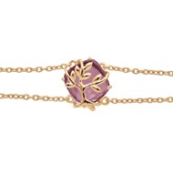 Bracelet femme arbre de vie et oxyde violet - Plaqué or