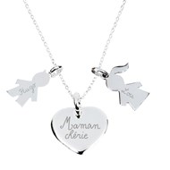 Collier coeur et enfants en argent 925