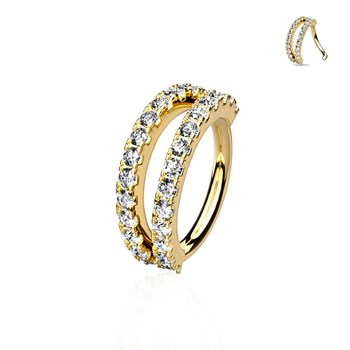 Double effect gold piercing ring for helix