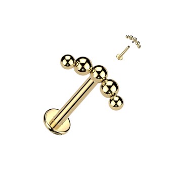 Gold-plated titanium ear piercing with small balls