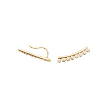 Boucles d'oreilles grimpantes contour de lobe serti d'oxydes de zirconium ronds Plaqué OR 750 3 microns