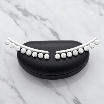 Boucles d'oreilles grimpantes contour de lobe serti d'oxydes de zirconium ronds Argent 925 Rhodié