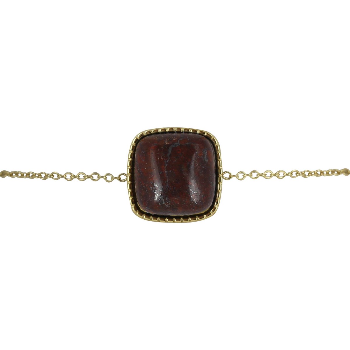 Bracelet Maki acier Jaspe marron - vue 2