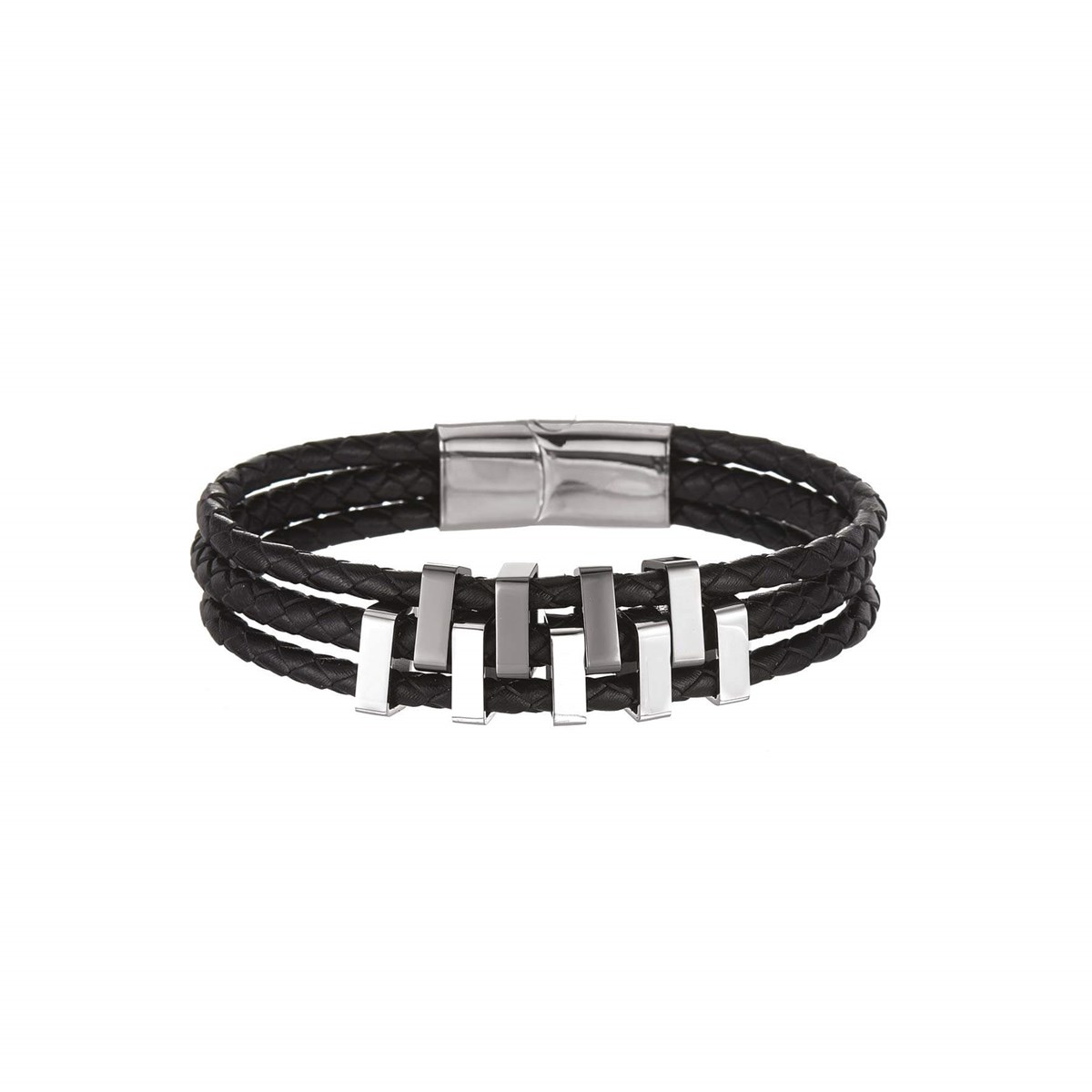 Bracelet Gora acier cuir et acier