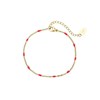 Bracelet Rosaire rouge acier doré or - vue V1