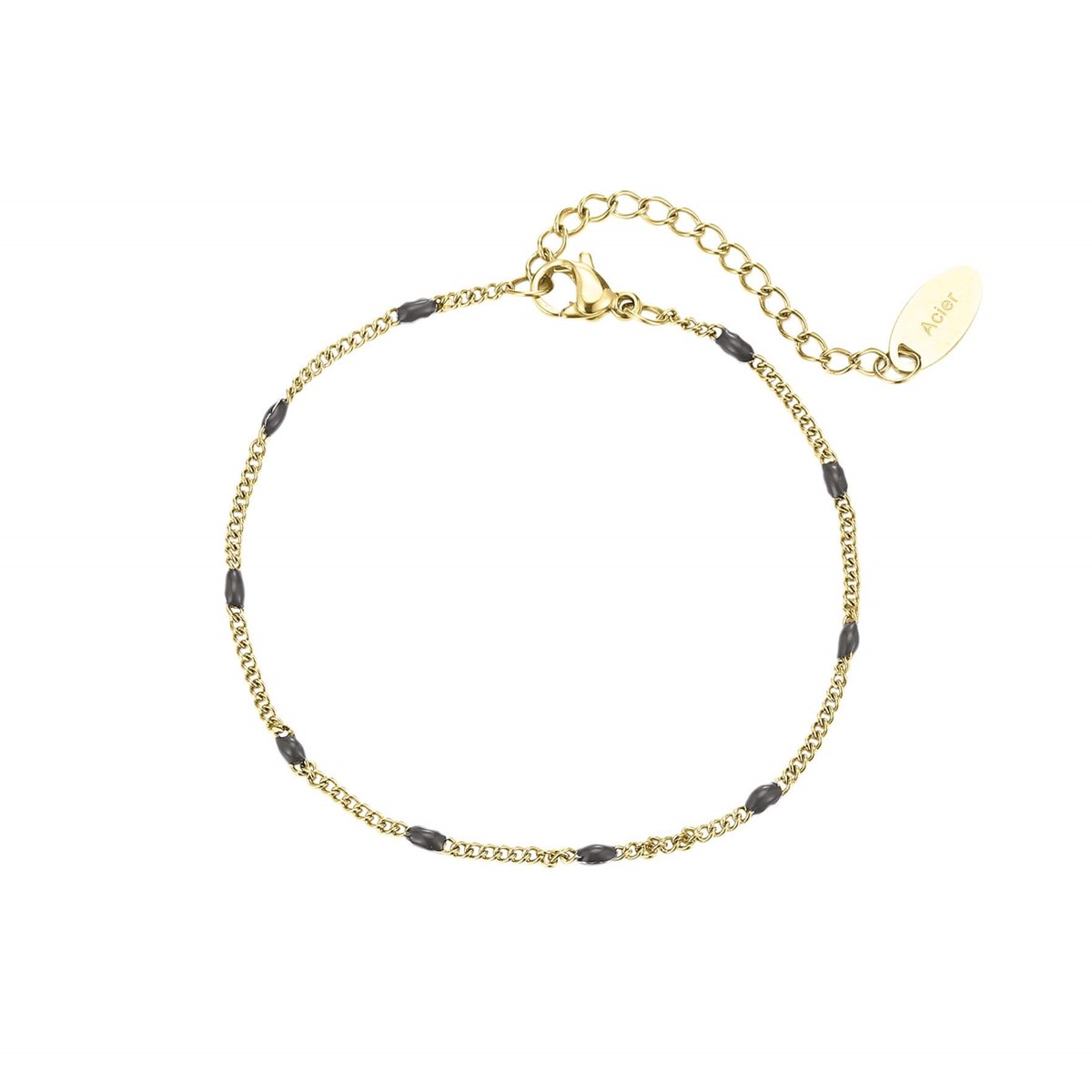 Bracelet Rosaire noir doré or