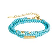 Bracelet 3 rangs Amour Howlite bleu