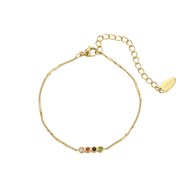 Bracelet zircons multicolores acier doré or