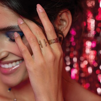 Bague Chaines acier doré or